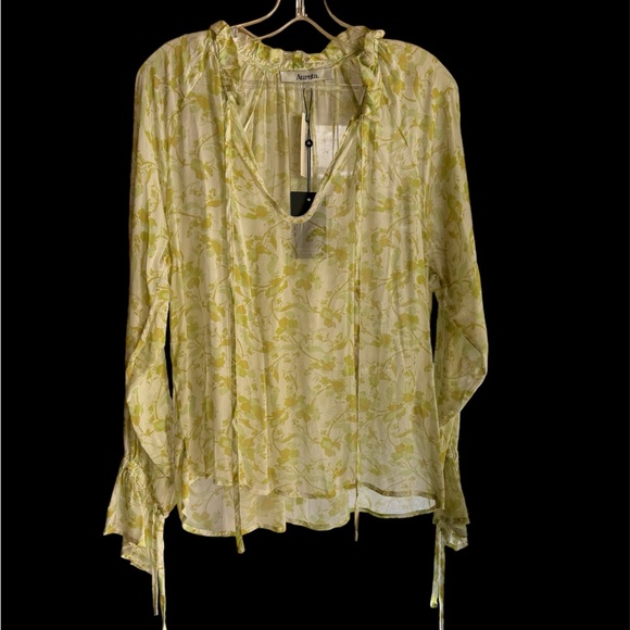 NWT Aureta Studio Sheer motif Blouse - Picture 2 of 6